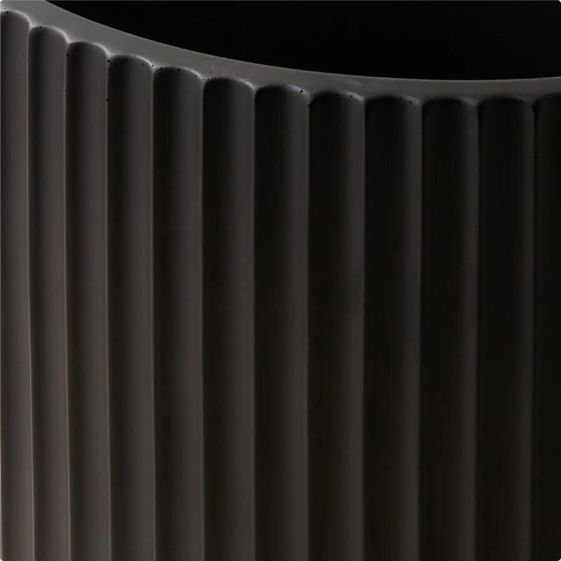 Fold Black Cement Indoor Planter With Tray Large 6 Fold Black Cement Indoor Planter With Tray Large - Image 4