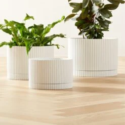 Fold White Cement Indoor Planter With Tray XL 8 Fold White Cement Indoor Planter With Tray XL -Home Store FoldWhtCementPlanterGroupFHF22