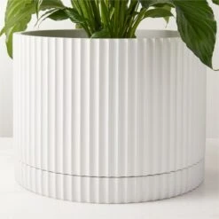 Fold White Cement Indoor Planter With Tray XL 9 Fold White Cement Indoor Planter With Tray XL -Home Store FoldWtXLCmntPlanterWTrayROF22