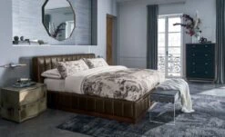 Midnight Jungle Linen Duvet Cover And Shams -Home Store ForteLeatherKingBedMidnightOC19