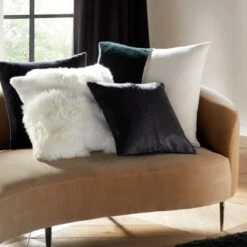 Connect White Sheepskin Fur Throw Pillow With Feather-Down Insert 20" 11 Connect White Sheepskin Fur Throw Pillow With Feather-Down Insert 20" -Home Store FoundationsPillowArngmtPCS22 1x1 3