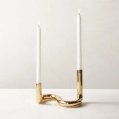 Freya Brass Double Taper Candle Holder -Home Store FreyaBrassTaperHolderAVSHS22