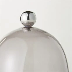 Smoked Glass Cloche With Stainless Steel Knob 9 Smoked Glass Cloche With Stainless Steel Knob -Home Store GlassClocheSmokedAVSHS23