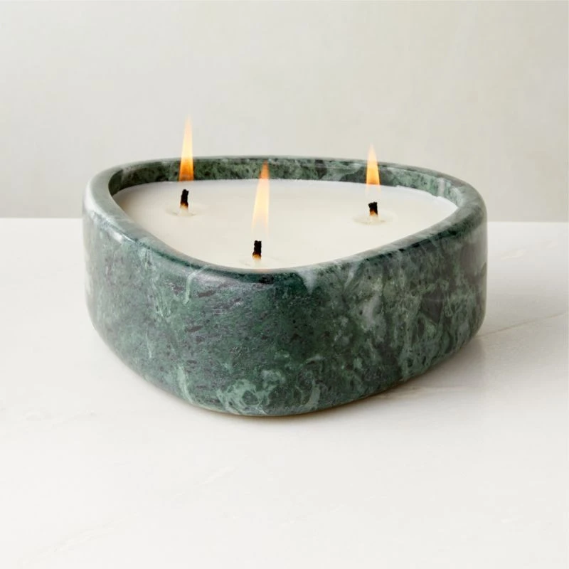 Green Marble Candle Bowl 4 Green Marble Candle Bowl - Image 2