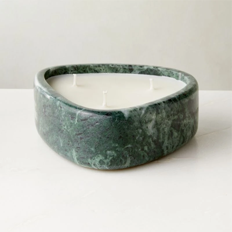 Green Marble Candle Bowl 3 Green Marble Candle Bowl