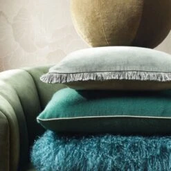 Terre Olive Green Velvet Sphere Throw Pillow 10 Terre Olive Green Velvet Sphere Throw Pillow -Home Store GreenPillowArngmtPCS22 1x1 2