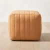 Groove Channeled Saddle Leather Pouf 1 Groove Channeled Saddle Leather Pouf -Home Store GrooveSaddleLthrPoufSHS23