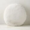 Harlee Round Ivory White Faux Fur Throw Pillow 20"