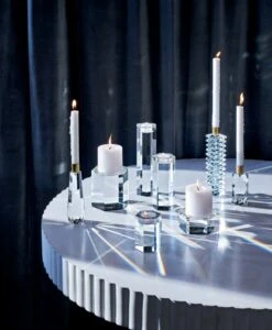 Cosette Crystal Taper Candle Holder Small -Home Store HexCrystalTeaLightCandleGG19