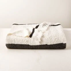 Huxley Black And White Striped Wool Throw Blanket