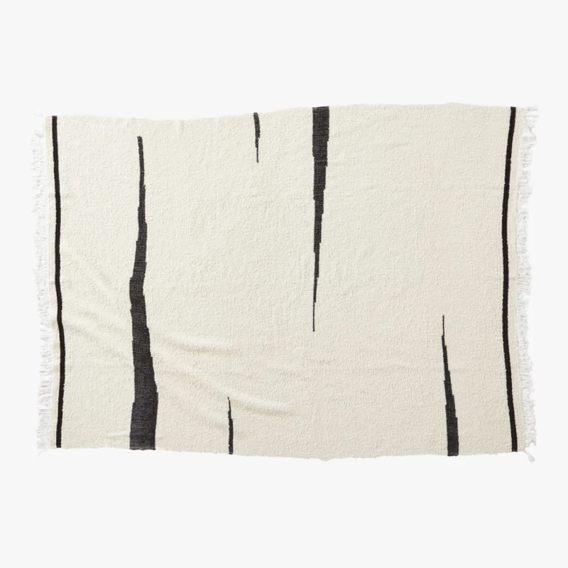 Huxley Black And White Striped Wool Throw Blanket 5 Huxley Black And White Striped Wool Throw Blanket - Image 3