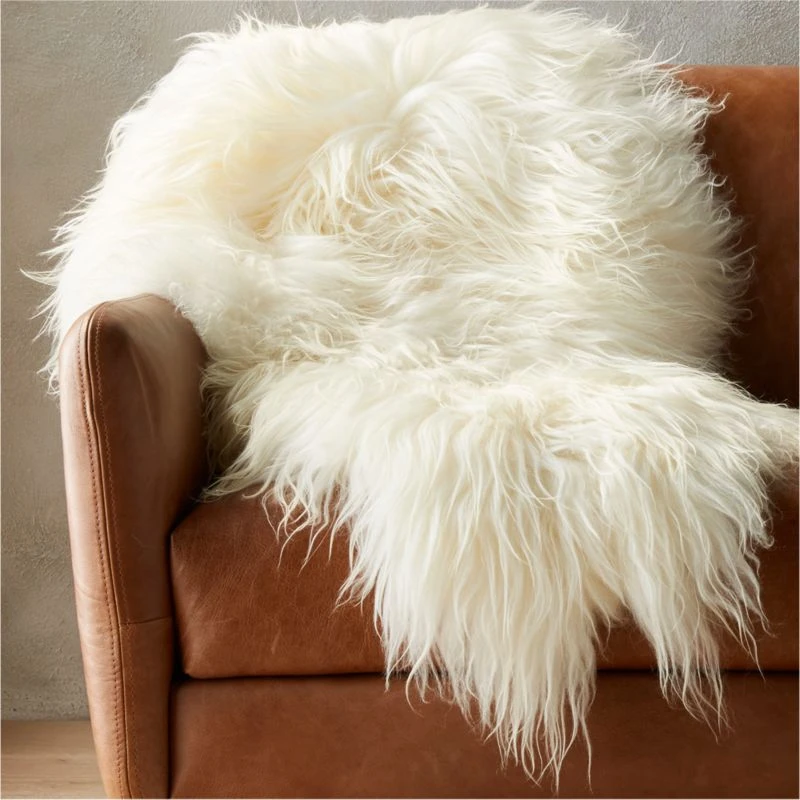Icelandic White Sheepskin Fur Throw Blanket 3 Icelandic White Sheepskin Fur Throw Blanket