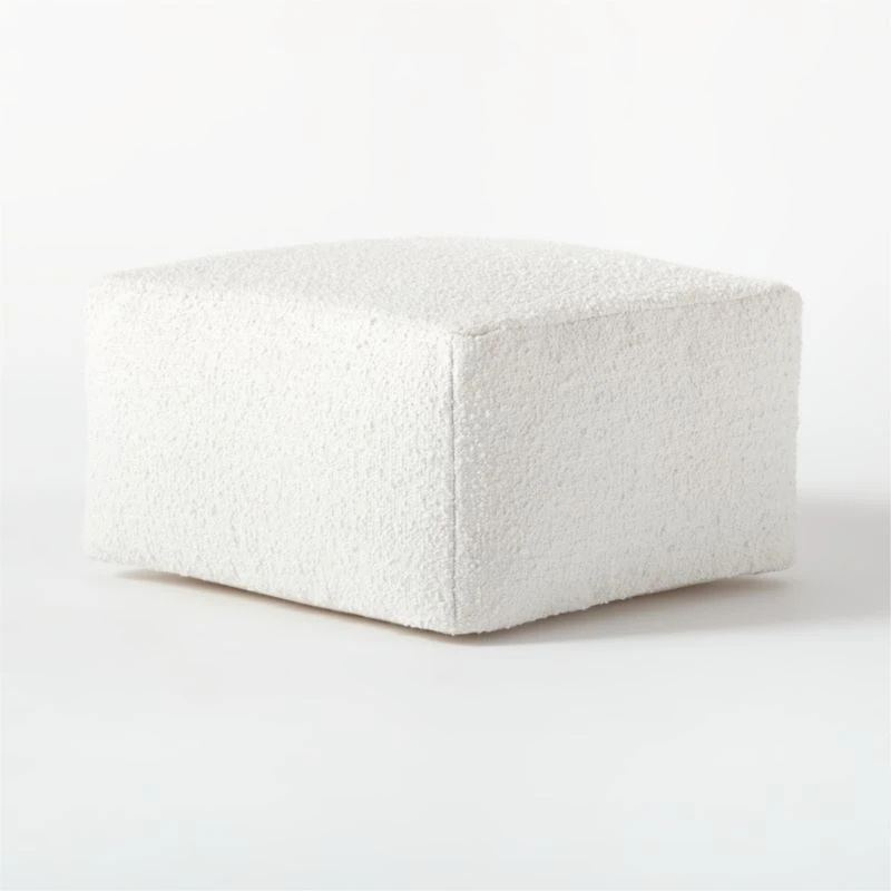 Ivory Boucle Pouf Large 4 Ivory Boucle Pouf Large - Image 2