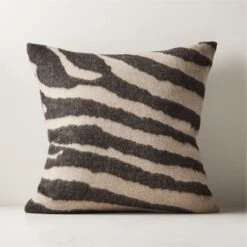Jasira Tiger Print Wool Throw Pillow With Feather-Down Insert 20"