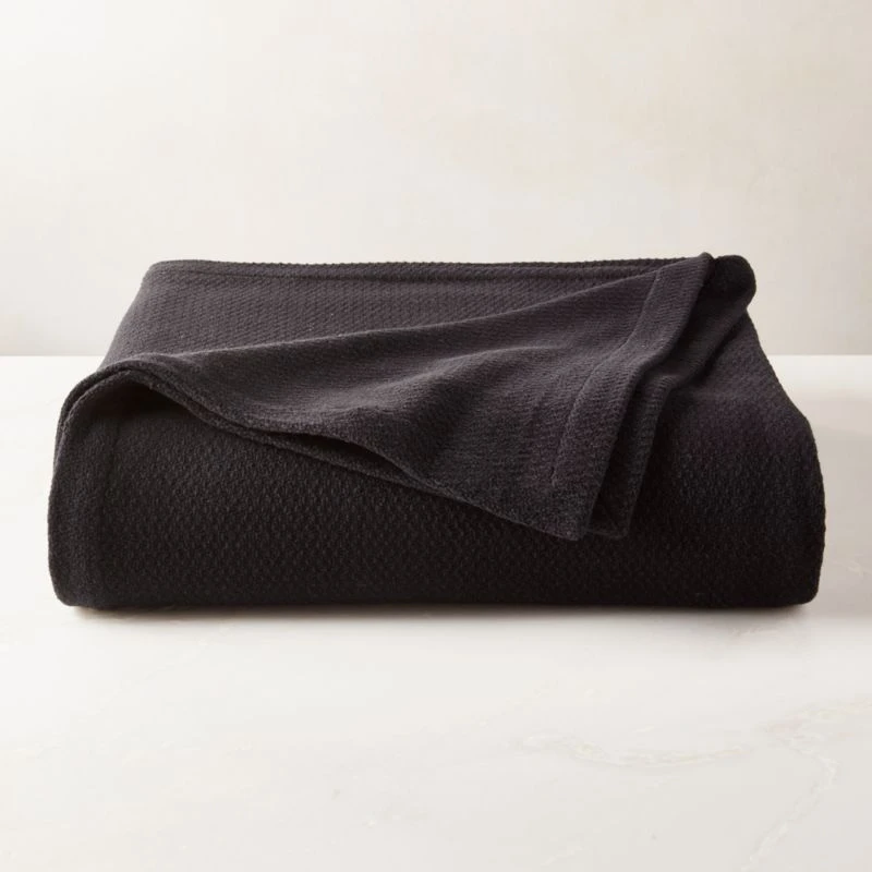 Jasper Organic Cotton Full/Queen Blanket Black 3 Jasper Organic Cotton Full/Queen Blanket Black