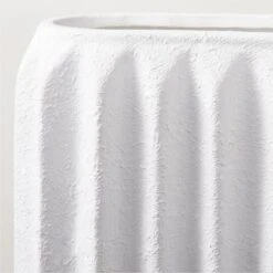 Jessa Rectangular Ribbed White Vase 11 Jessa Rectangular Ribbed White Vase -Home Store JessWhtTxtrdVaseAVSHS23
