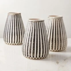 Justina Ribbed White Vase -Home Store JustinaVaseAV2SHS23