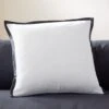 Tuxedo White Linen Throw Pillow With Feather-Down Insert 20" -Home Store KMTuxedoPillow20x20inSHS21