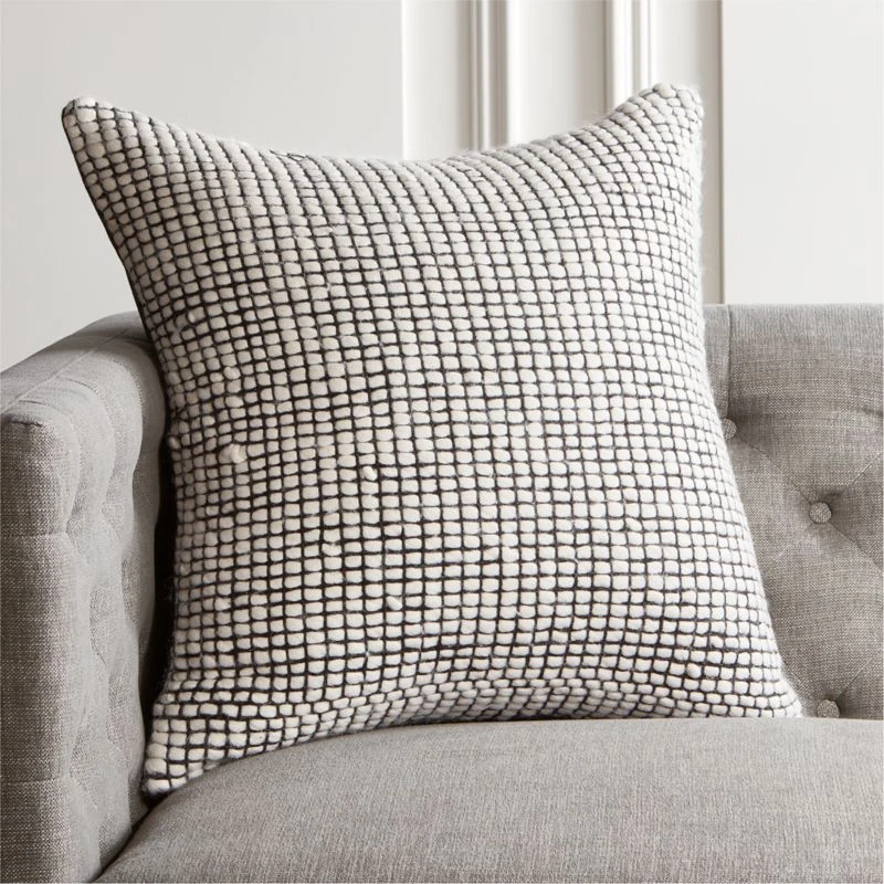 Keelie Ivory Grid Throw Pillow With Down-Alternative Insert 23" 3 Keelie Ivory Grid Throw Pillow With Down-Alternative Insert 23"