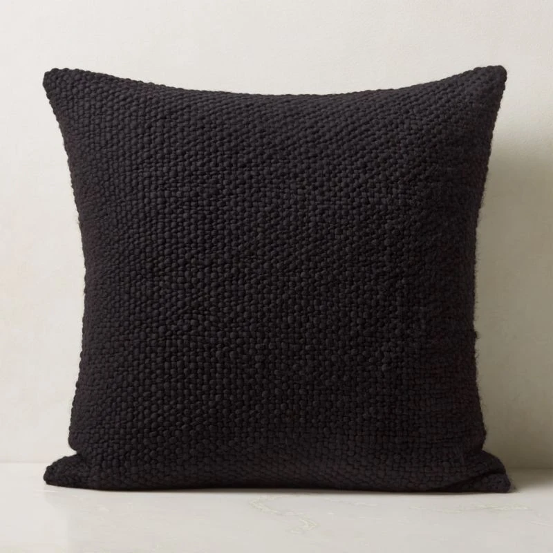 Kellan Basketweave Black Wool Throw Pillow With Down-Alternative Insert 26'' 3 Kellan Basketweave Black Wool Throw Pillow With Down-Alternative Insert 26''