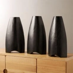 Kinsale Black Teak Wood Vase -Home Store KinsaleBlackTeakVaseAV2SHF23