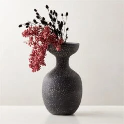 Leroi Black Terracotta Vase -Home Store LeroiBlackVaseROF23