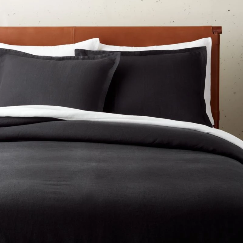 EUROPEAN FLAX™-Certified Linen Black Duvet Cover And Shams 3 EUROPEAN FLAX™-Certified Linen Black Duvet Cover And Shams