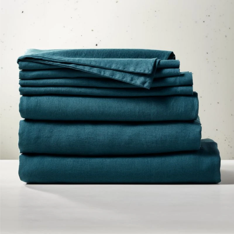 EUROPEAN FLAX™-Certified Linen Dark Teal Full/Queen Bedding Set 3 EUROPEAN FLAX™-Certified Linen Dark Teal Full/Queen Bedding Set