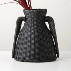 Luana Woven Black Vase Small -Home Store LuanaBlkWvnVaseBasketSmAVSHS23