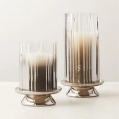 Lustro Smoked Glass Hurricane Candle Holder Small -Home Store LustroGlassHurricaneGroupFHF22