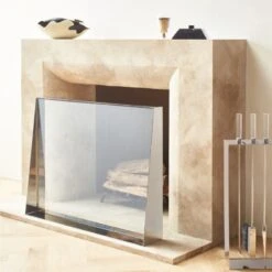 Maddox Polished Stainless Steel Fireplace Screen -Home Store MaddoxSSFireplaceScreenAVSHF22