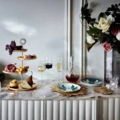 Betty Glass Tealight Candle Holder Set Of 6 8 Betty Glass Tealight Candle Holder Set Of 6 -Home Store MaeChampagneGoldNV20 1x1