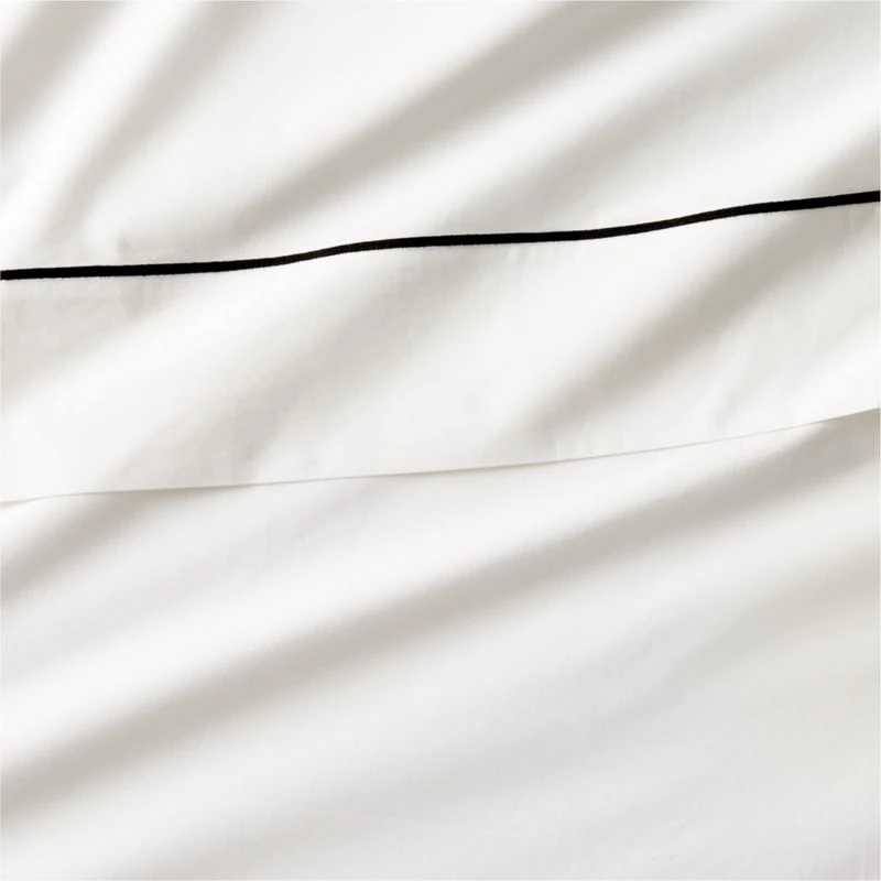 Marisal Organic Cotton 400 Thread Count Percale White And Black Sheet Set 4 Marisal Organic Cotton 400 Thread Count Percale White And Black Sheet Set - Image 2