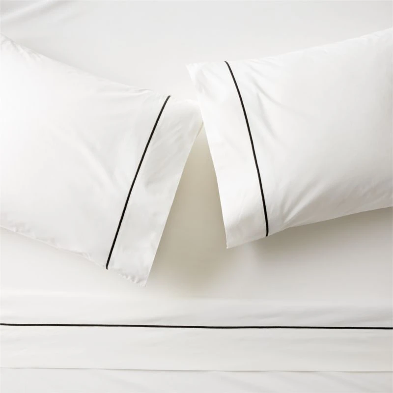 Marisal Organic Cotton 400 Thread Count Percale White And Black Sheet Set 3 Marisal Organic Cotton 400 Thread Count Percale White And Black Sheet Set