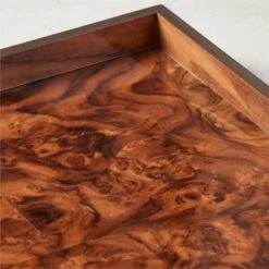 Marq Rectangular Burl Wood Tray -Home Store MarqSqBrlwdTray16x16inLrgAVSHS21