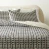 Melina Organic Cotton Black And Warm White Duvet Cover And Shams -Home Store MelinaOrgCtnWtBkFQDvtCvrSHF22