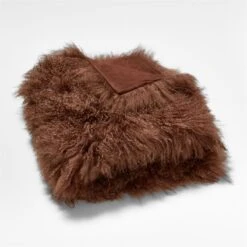 Mongolian Brown Sheepskin Fur Throw Blanket 9 Mongolian Brown Sheepskin Fur Throw Blanket -Home Store MnglnShpskThwAzBr35x70inAV2SSS23