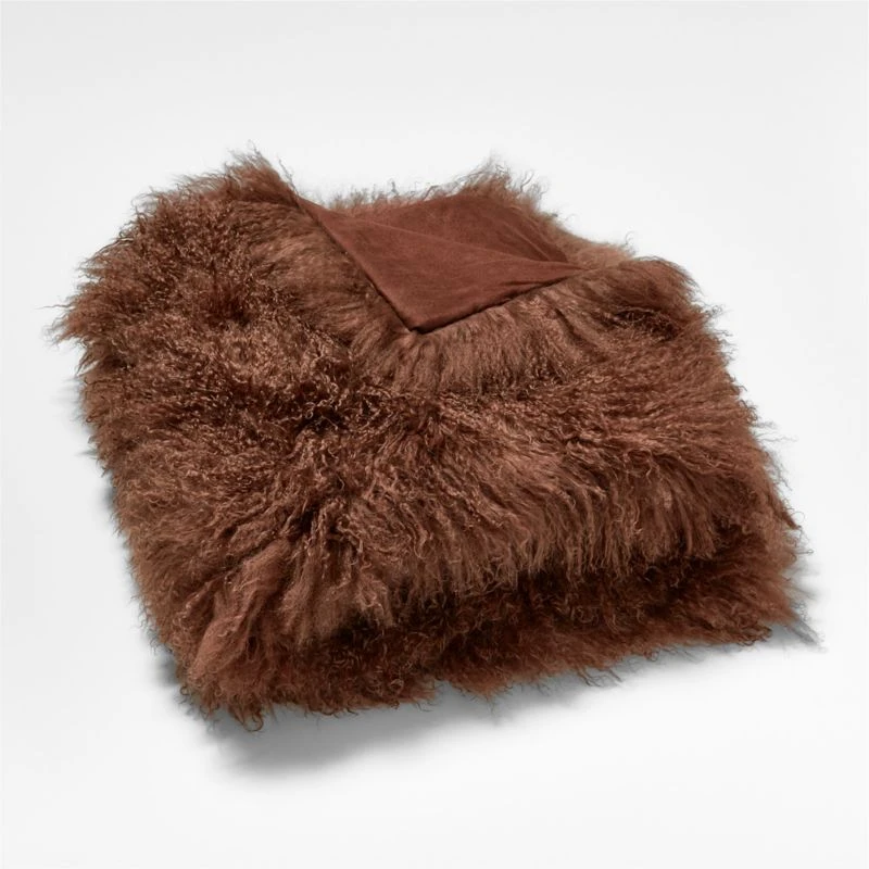 Mongolian Brown Sheepskin Fur Throw Blanket 5 Mongolian Brown Sheepskin Fur Throw Blanket - Image 3