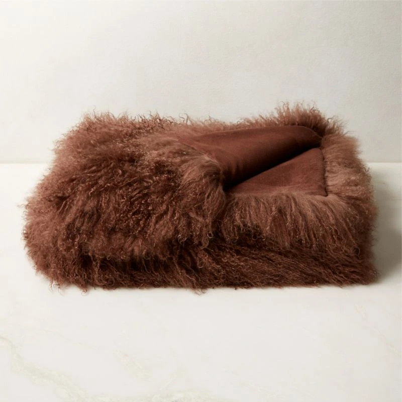 Mongolian Brown Sheepskin Fur Throw Blanket 3 Mongolian Brown Sheepskin Fur Throw Blanket