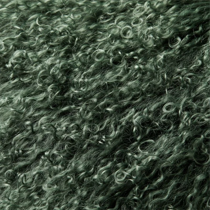 Mongolian Green Sheepskin Fur Throw Pillow With Down-Alternative Insert 16" 5 Mongolian Green Sheepskin Fur Throw Pillow With Down-Alternative Insert 16" - Image 3