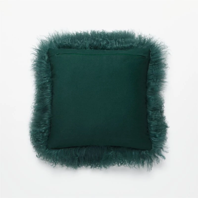 Teal Mongolian Sheepskin Fur Throw Pillow With Down-Alternative Insert 16" 4 Teal Mongolian Sheepskin Fur Throw Pillow With Down-Alternative Insert 16" - Image 2