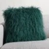 Teal Mongolian Sheepskin Fur Throw Pillow With Down-Alternative Insert 16" 2 Teal Mongolian Sheepskin Fur Throw Pillow With Down-Alternative Insert 16" -Home Store MongolianPillow16X16TealSHF20