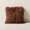Mongolian Brown Sheepskin Fur Throw Pillow With Down-Alternative Insert 16'' 2 Mongolian Brown Sheepskin Fur Throw Pillow With Down-Alternative Insert 16'' -Home Store MongolianShpskAzBrnPlw16SHS23