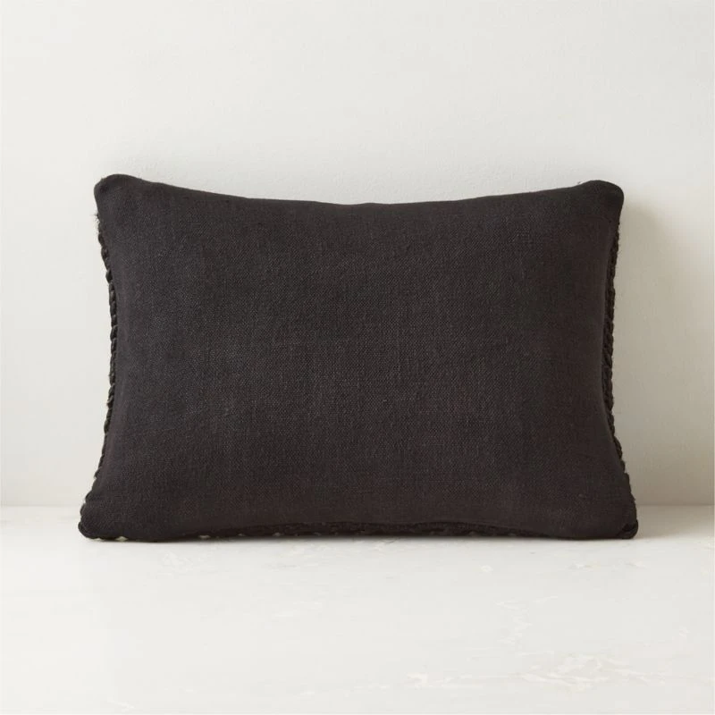 Monte Black Jute Throw Pillow With Down-Alternative Insert 18"x12" 4 Monte Black Jute Throw Pillow With Down-Alternative Insert 18"x12" - Image 2