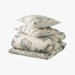Midnight Jungle Linen Duvet Cover And Shams -Home Store MwMidnigtJungleDuvetFQF18