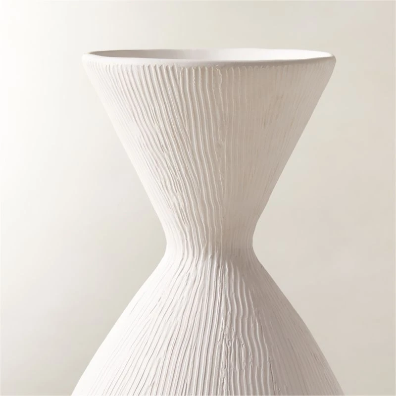 Olpe Ribbed White Terracotta Vase 5 Olpe Ribbed White Terracotta Vase - Image 3