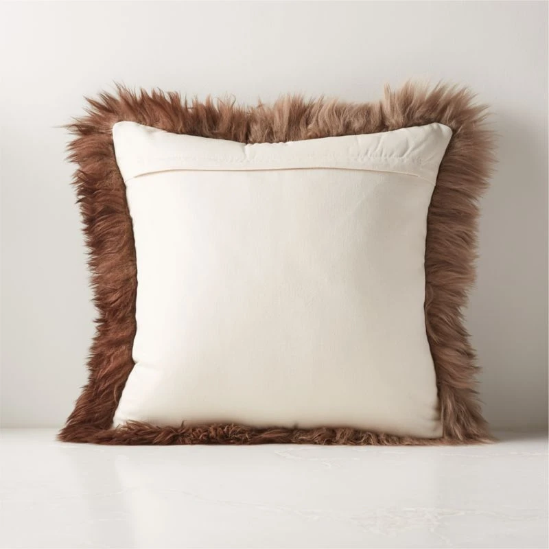 Brown Ombre Sheepskin Fur Throw Pillow With Down-Alternative Insert 20" 4 Brown Ombre Sheepskin Fur Throw Pillow With Down-Alternative Insert 20" - Image 2