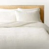 Stitched Organic Cotton Sateen Ivory Quilt And Pillow Shams