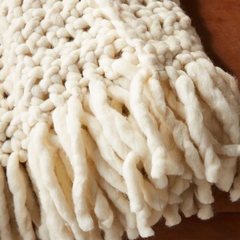 Overlook White Chunky Knit Throw Blanket 5 Overlook White Chunky Knit Throw Blanket - Image 3