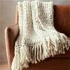 Overlook White Chunky Knit Throw Blanket -Home Store OverlookThrowSHF16